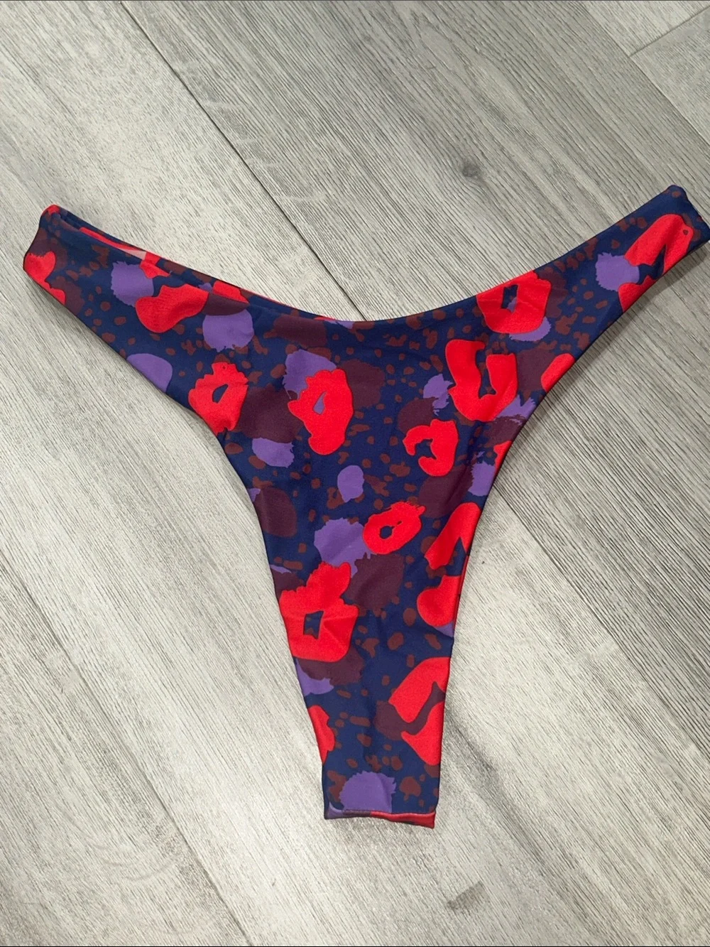 Floral Print Bikini Bottom in Red & Purple